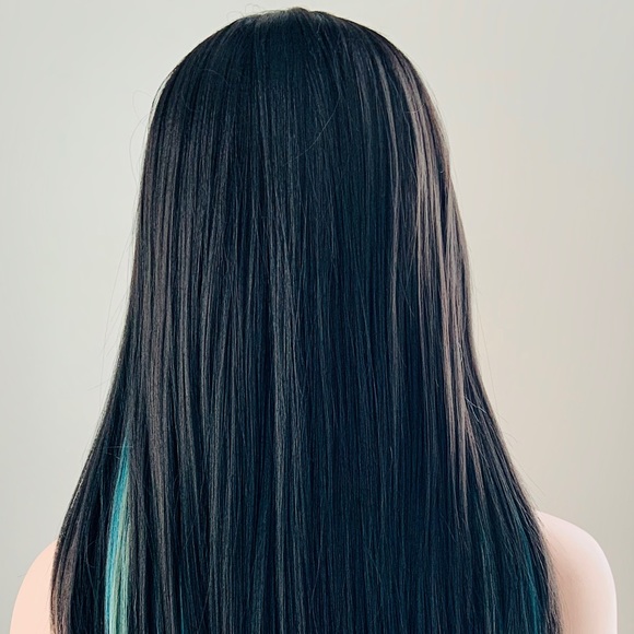 Long Black/ Blue/Multi Color Premium Fiber Lace Front Wig for Daily Wear/Events - Picture 7 of 9